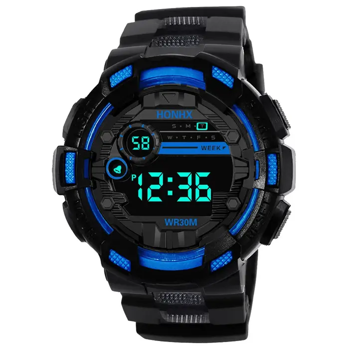 Montre de sport numérique étanche pour homme, horloge électronique Shoous, montres LED, militaire, s