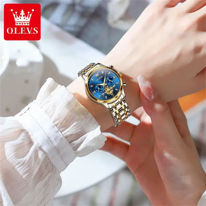 OLEVS nouvelle montre à Quartz pour dame volant d'inertie conception diamants élégant haute qualité en acier inoxydable