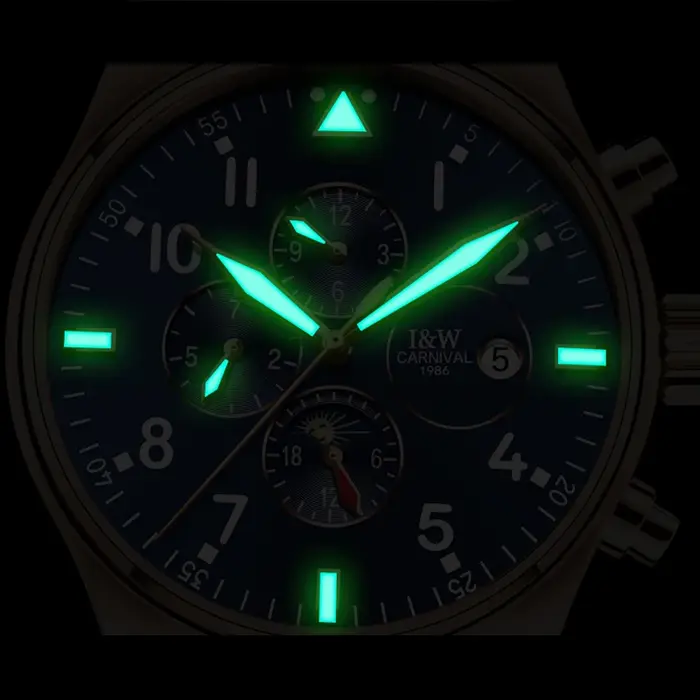I & W Carnival-Montres mécaniques automatiques pour hommes, horloge étanche multifonction, marque de luxe, Suisse, High Shoous, 8764G-2