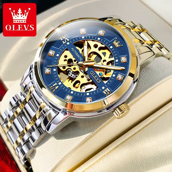 OLEVS 9901 montres pour hommes marque de luxe évider montre mécanique automatique montre lumineuse é
