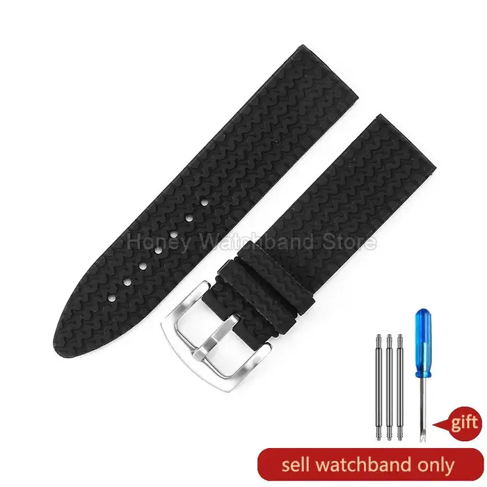 Accessoire de montre en Silicone noir 23mm, résistant aux produits chimiques, Interface droite à séc