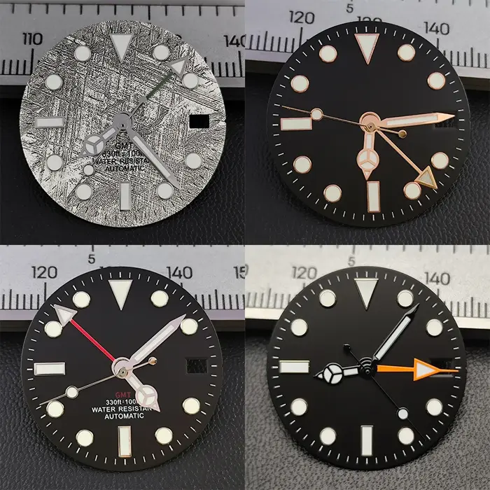 Aiguilles de cadran GMT bleues/vertes lumineuses NH34