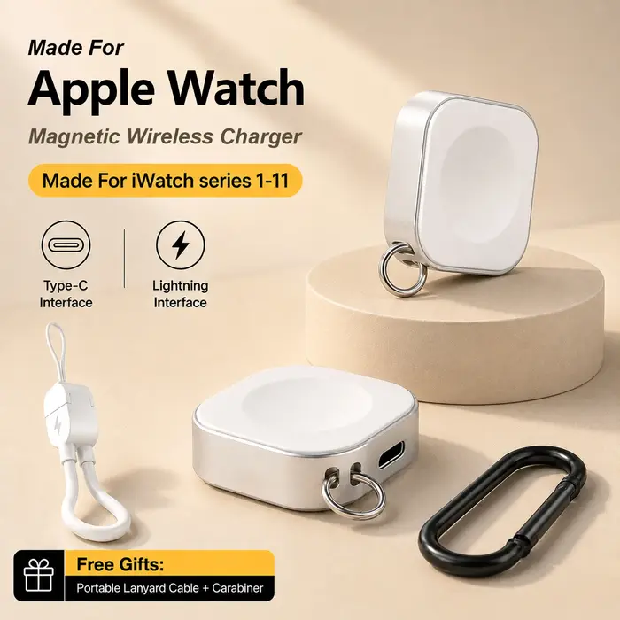 Chargeur de montre sans fil magnétique portable Type C 8 broches