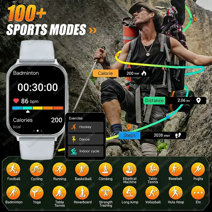 Montre connectée de sport en plein air, écran AMOLED HD de 1.83 pouces, fréquence cardiaque, suivi GPS, étanchéité IP68, appels Bluetooth, pour hommes et femmes