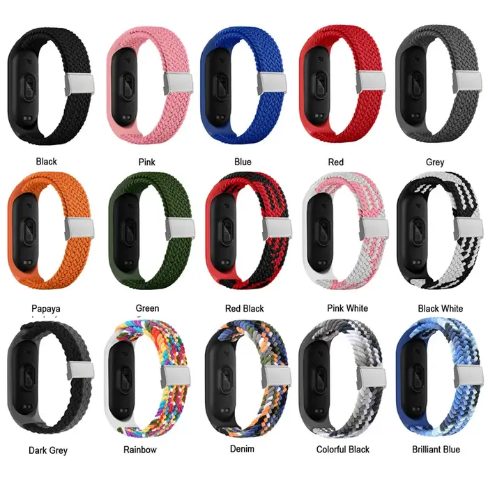 Bracelet pour Mi band 7 sangle élastique réglable en métal Nylon tressé Miband4 miband 5 correa pulseira pour xiaomi Mi