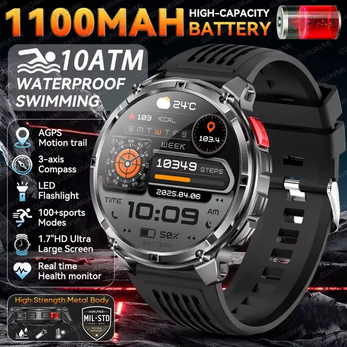 Nouvelle montre intelligente T-Rex 3 Pro 2026, batterie longue durée 1100 mAh, GPS double bande, éta