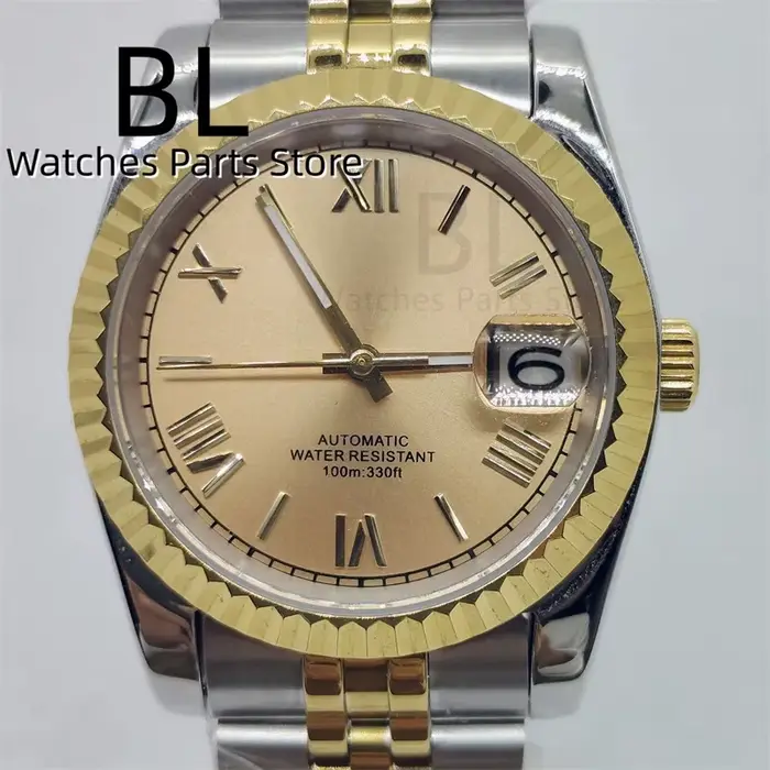 BLIGER-Montre existent pour Homme, Lunette Cannelée, Deux Tons, Index Romain, Cadran localité, Bracelet Jubilee, Verre Saphir, 36mm, 39mm, NH35A