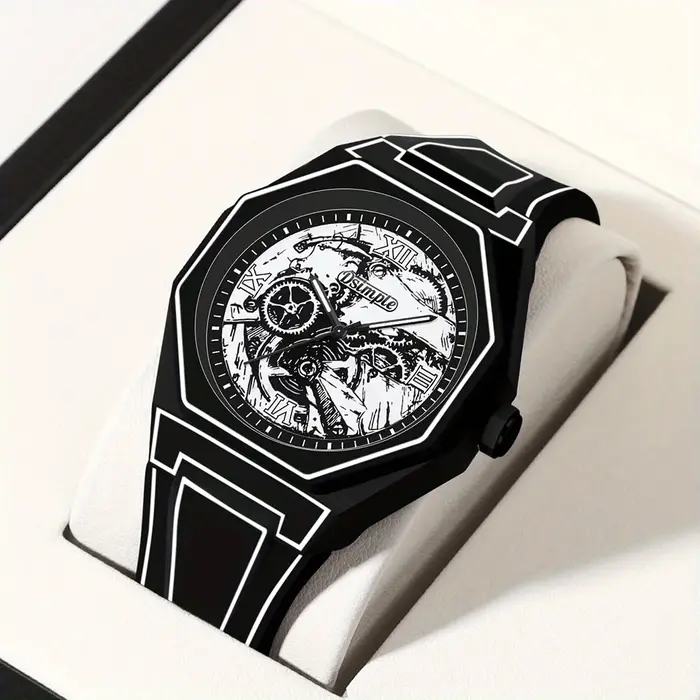 Montre à quartz élégante pour hommes - Bracelet en silicone