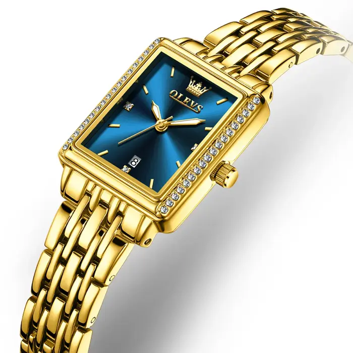 OLEVS femmes montres mode doré vert inoxydable tache acier dames montre étanche Quartz montre-bracelet romantique petite amie cadeau