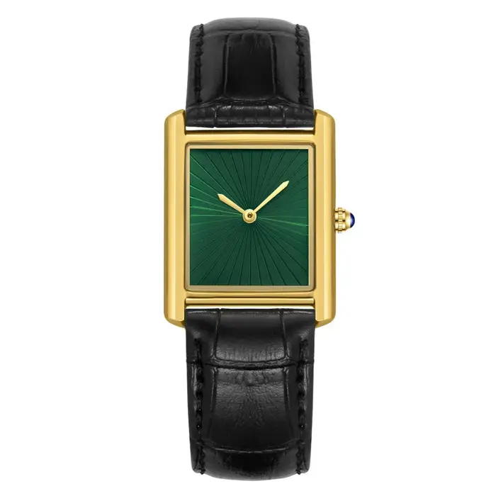 Nouvelle montre carrée classique pour hommes femmes conception Simple à deux mains bracelet en cuir de mode montres