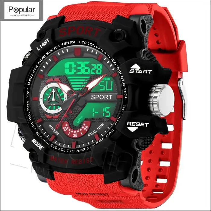 Montres de Sport de mode hommes montre-bracelet résistante aux chocs LED alarme chronomètre horloge militaire