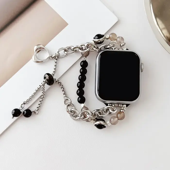 Bracelet en perles d'agate pour Apple Watch S10 42mm