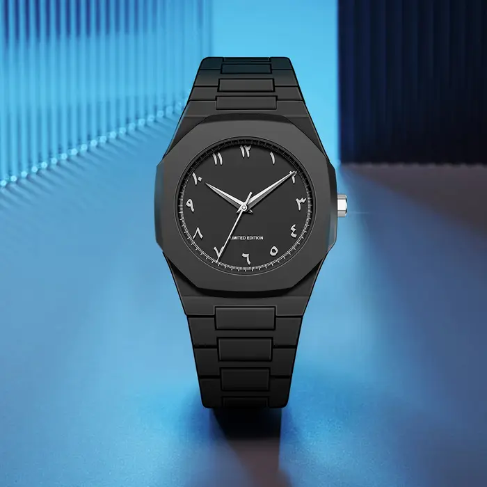 Montre à chiffres arabes argentés