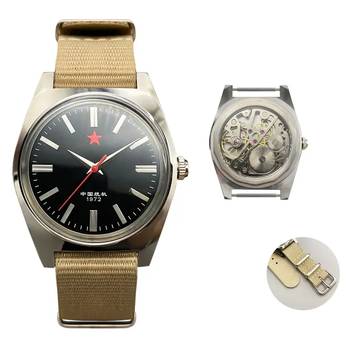 Montre mécanique pour hommes, 36MM, en acier inoxydable, 7120, à remontage manuel