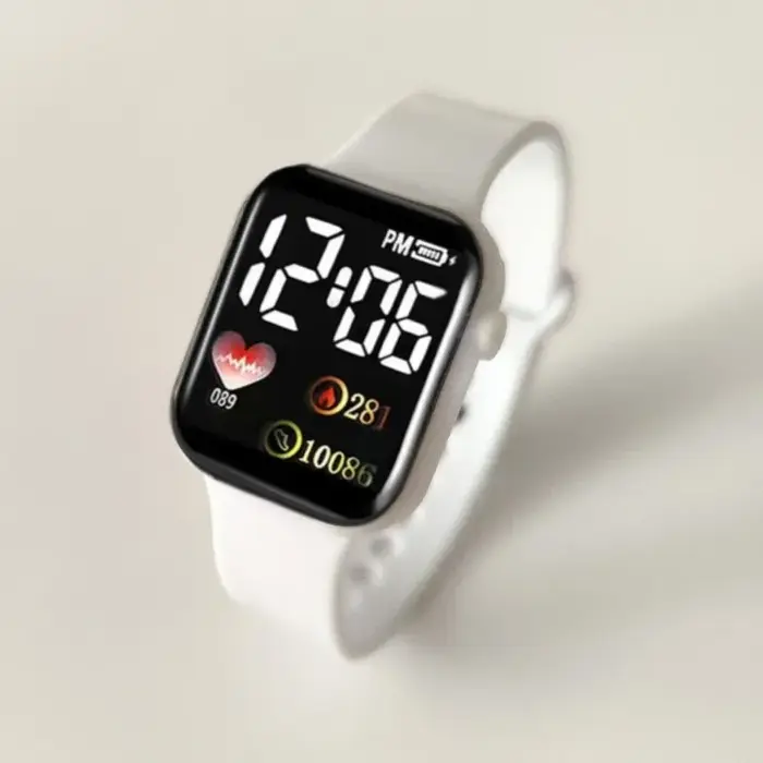 Montre connectée pour femmes et hommes, bracelet de fitness connecté, montre de sport numérique LED 