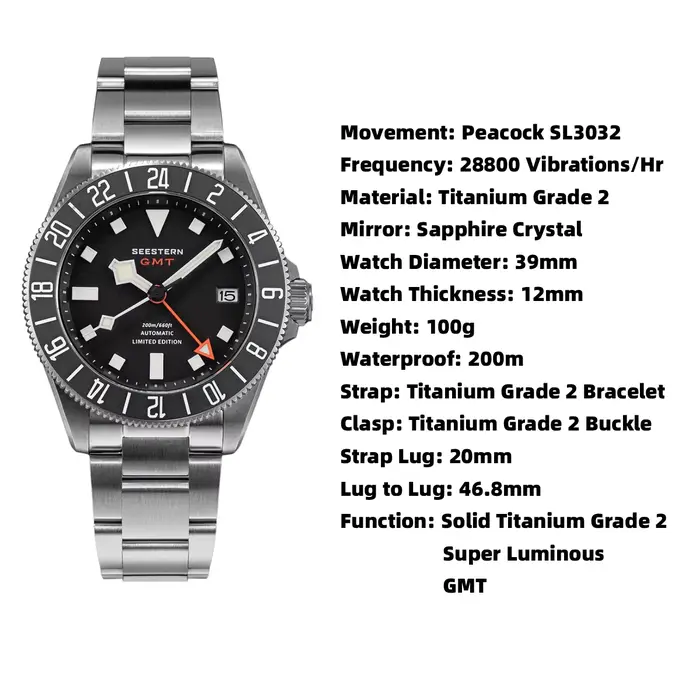 Montre de plongée en titane pour hommes