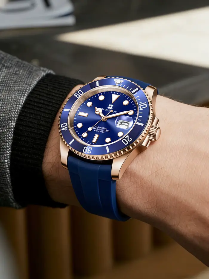 Montre-bracelet mécanique automatique Corgeut pour homme