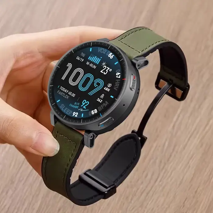 Bracelet Correa de 22mm pour Amazfit Active Max, en Silicone et cuir, sangle magnétique pour montre 