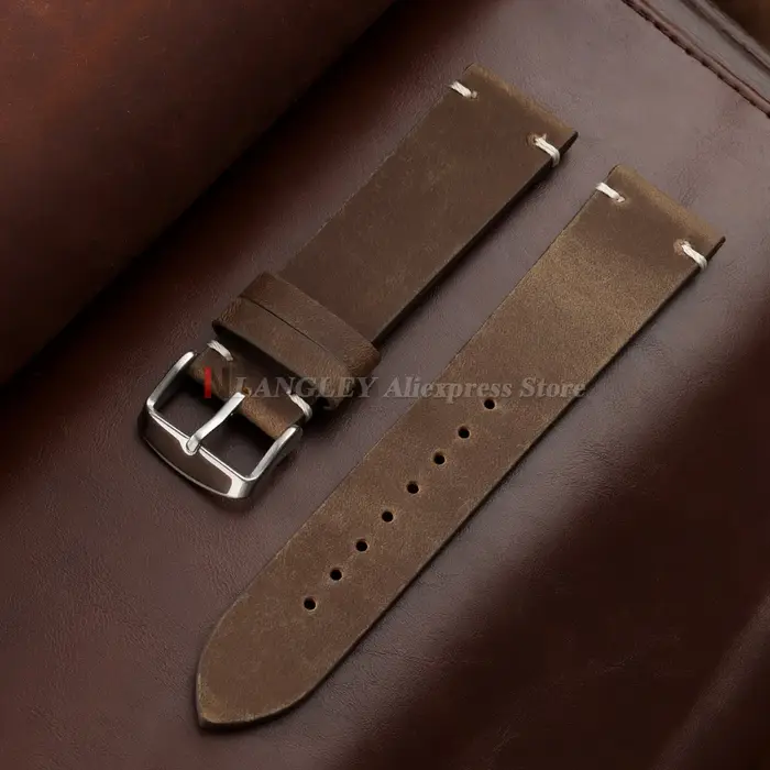 Bracelet de montre vintage en cuir de vachette ciré