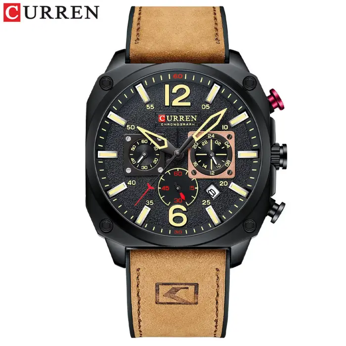CURREN Montre chronographe carrée vintage pour homme