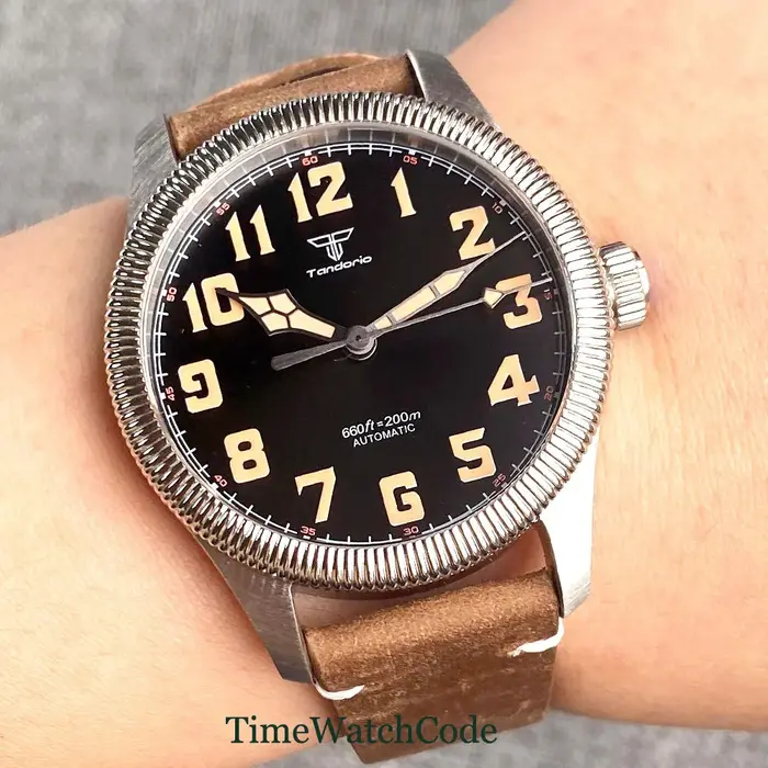 Montre automatique vintage de plongée Tandorio pour hommes, étanche 20 BAR, mouvement japonais NH35A