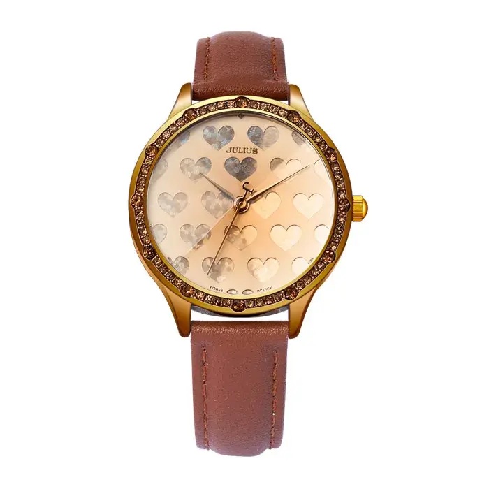 Montre pour femme Julius Lady, grand cadran, cœur scintillant, Quartz japonais, mode heures, Bracele