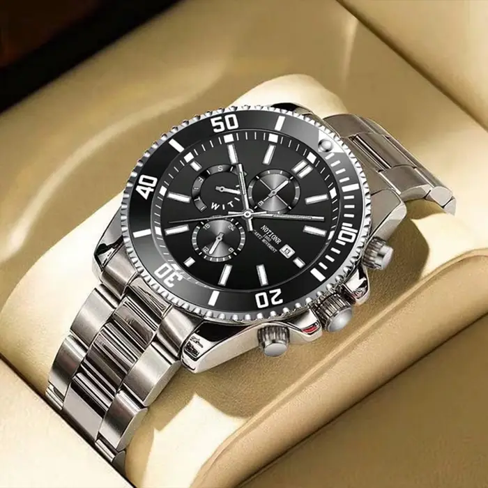 Montres d'affaires de luxe pour hommes, montre à Quartz argentée, horloge lumineuse