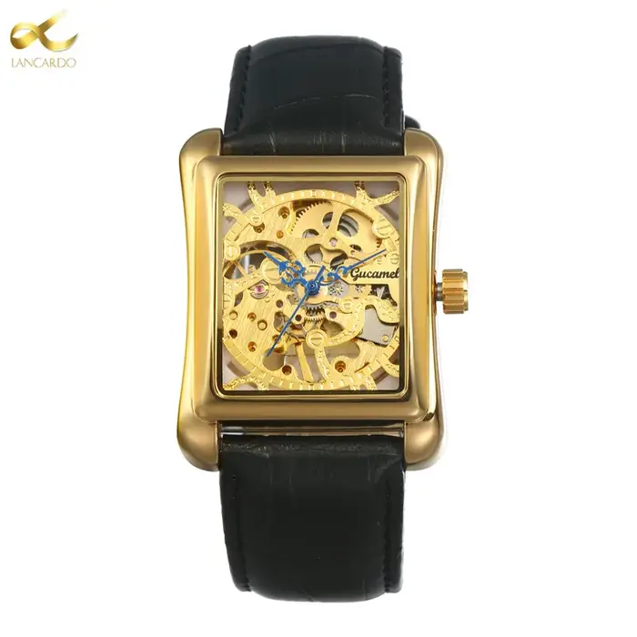 LANCARDO – montre mécanique automatique pour hommes, montre-bracelet Simple avec bracelet en cuir