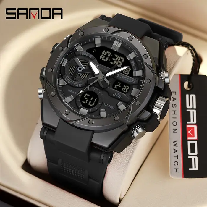 Montre-bracelet analogique tactique militaire pour homme G-Style, montre de sport de luxe résistante aux chocs pour homme