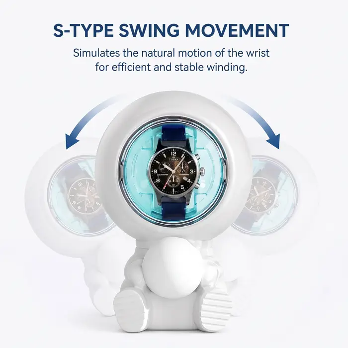 Remontoir de montre Spaceman avec lumière ambiante LED RGB, anti-magnétique, agitateur automatique de montre