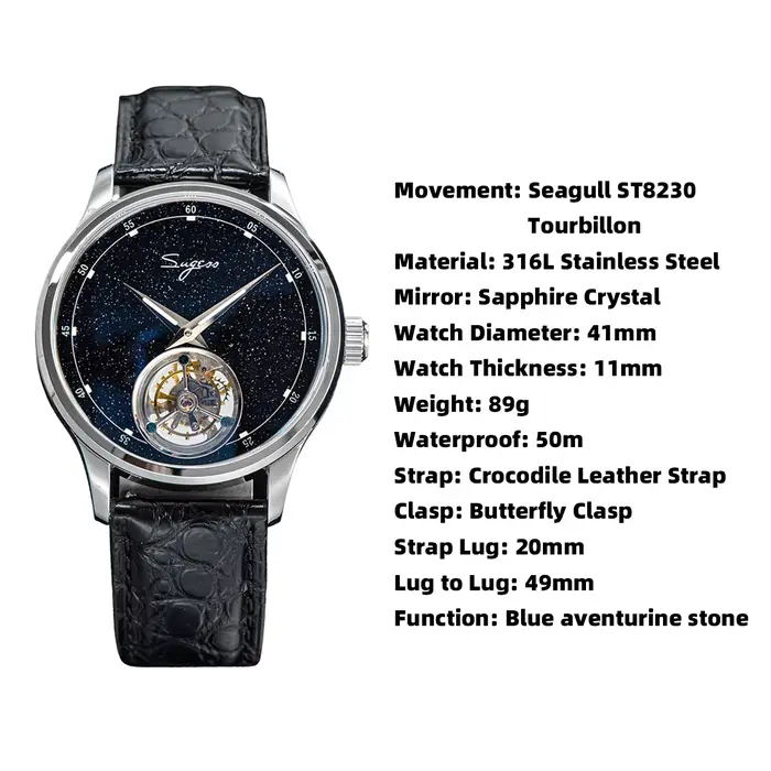 Sugess-Montre Tourbillon Master pour Homme