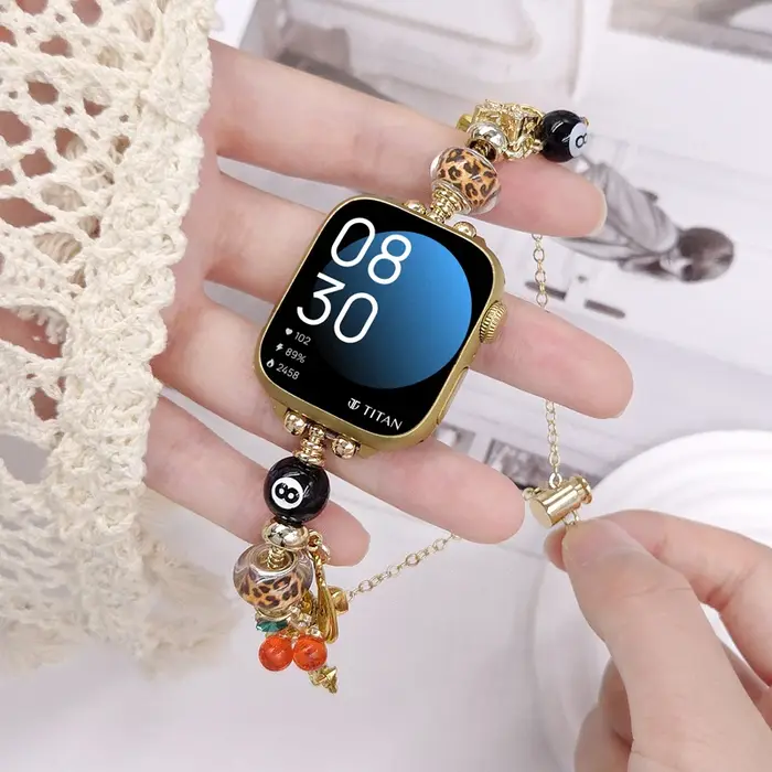 Bracelet perlé imprimé léopard pour Apple Watch (40mm
