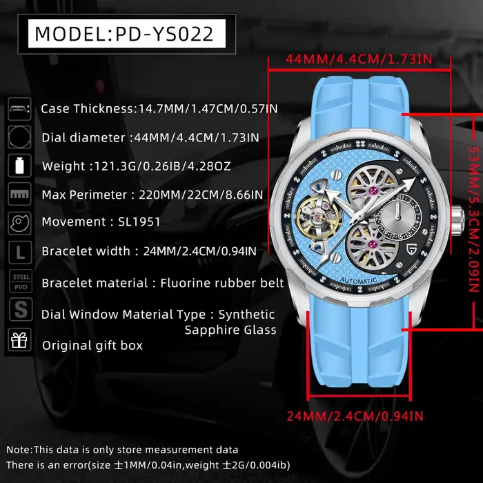 2025 nouveau YS022 PAGANI DESIGN Tourbillon montre-bracelet automatique 100M montre mécanique étanche 44mm hommes montres Relogio Masculino