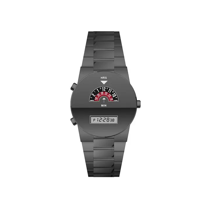 Montre numérique rétro Homie Must See, style Tech Wear, double fuseau horaire, montre-bracelet robuste pour le cyclisme et les activités de plein air, style urbain audacieux.