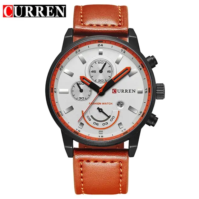 CURREN – montre-bracelet à Quartz en cuir véritable pour homme