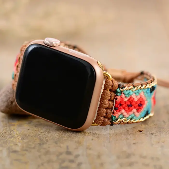 Bracelet de montre en coton Aple Smartwatch, style bohème, bracelet végétalien, accessoires pour iWa