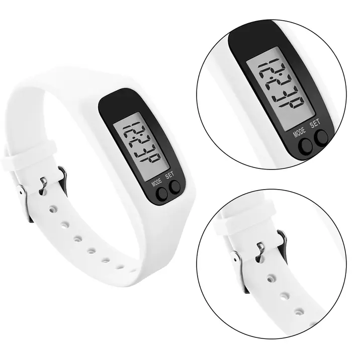 Podomètre LED Bracelet compteur de calories au poignet affichage de l'heure 12/24H