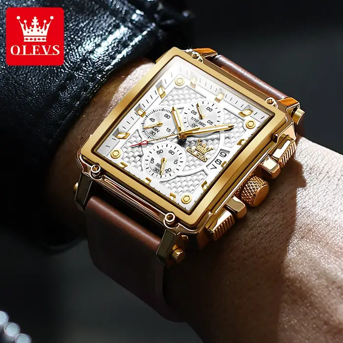 Montre-bracelet à quartz carrée de qualité OLEVS 9925 pour homme