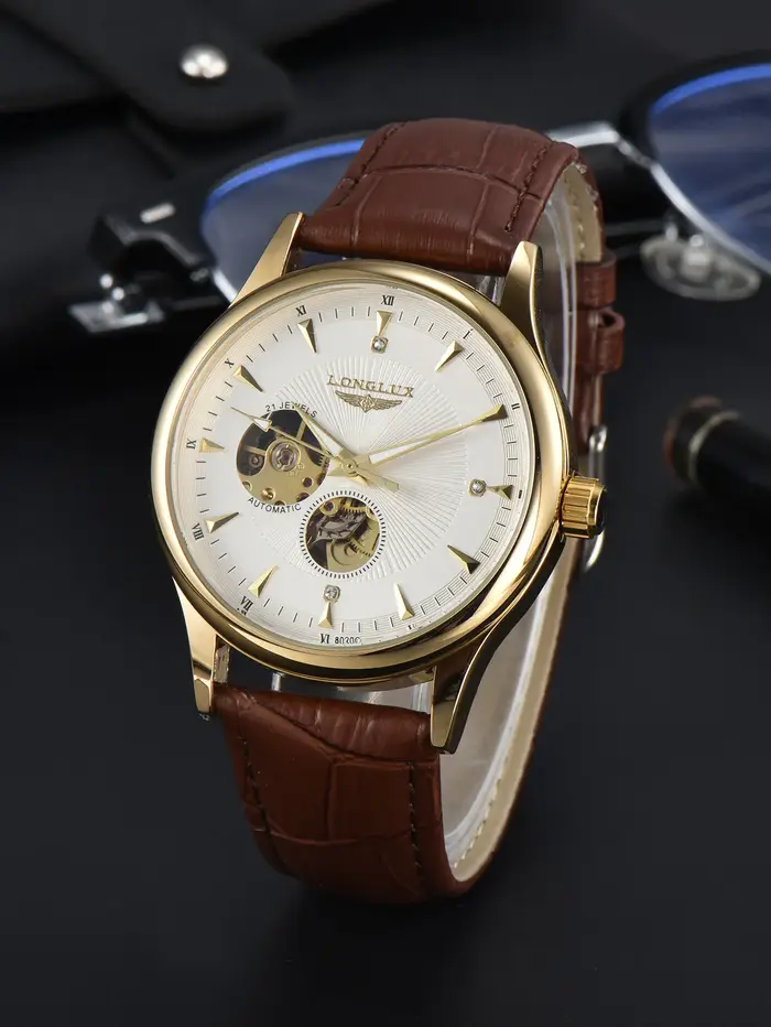 LONGLUX montre automatique style élégant en gros montres mécaniques squelette rome étanche