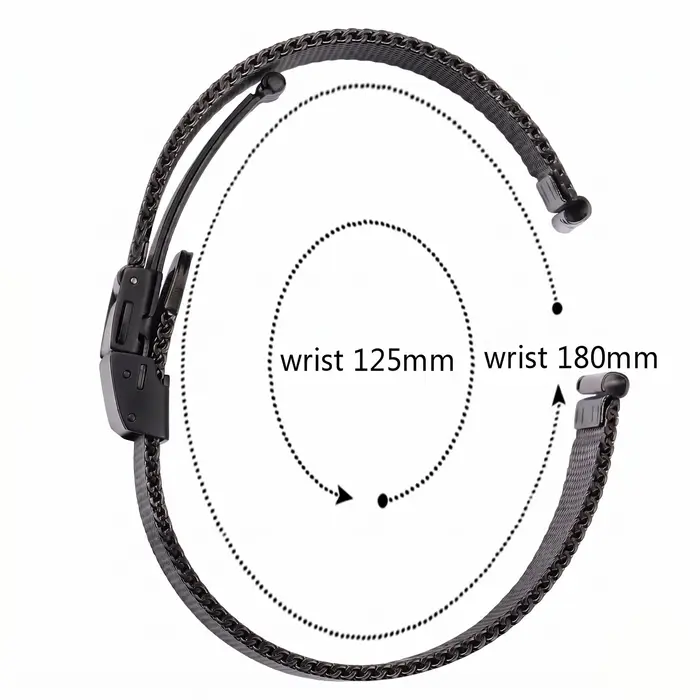 Bracelet de montre en maille milanaise 16 18 20 22 mm avec fermoir double-poussoir, bracelet argenté et noir compatible avec les montres connectées Samsung Huawei