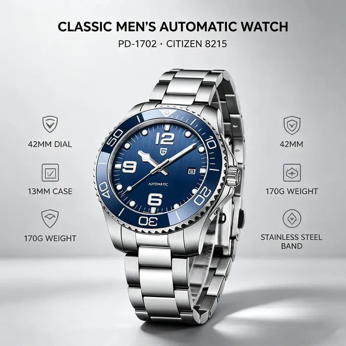 PAGANI DESIGN – montre mécanique automatique pour hommes, mouvement Citizen 8215, verre saphir de 42mm, étanche à 200M, reloj hombr