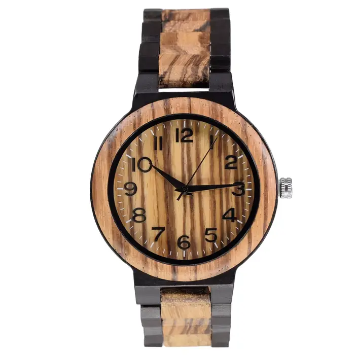 Montre rétro entièrement en bois pour homme, montre à quartz analogique précise, bois naturel, jolie