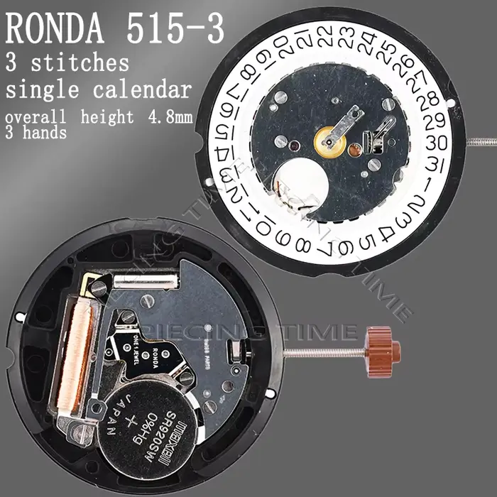 Ronda 515 mouvement Quartz mouvement électronique montre accessoires 3 aiguilles Date affichage à 3