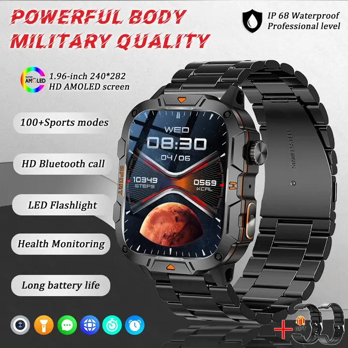 Nouvelle Montre Connectée Militaire 2025 pour Hommes