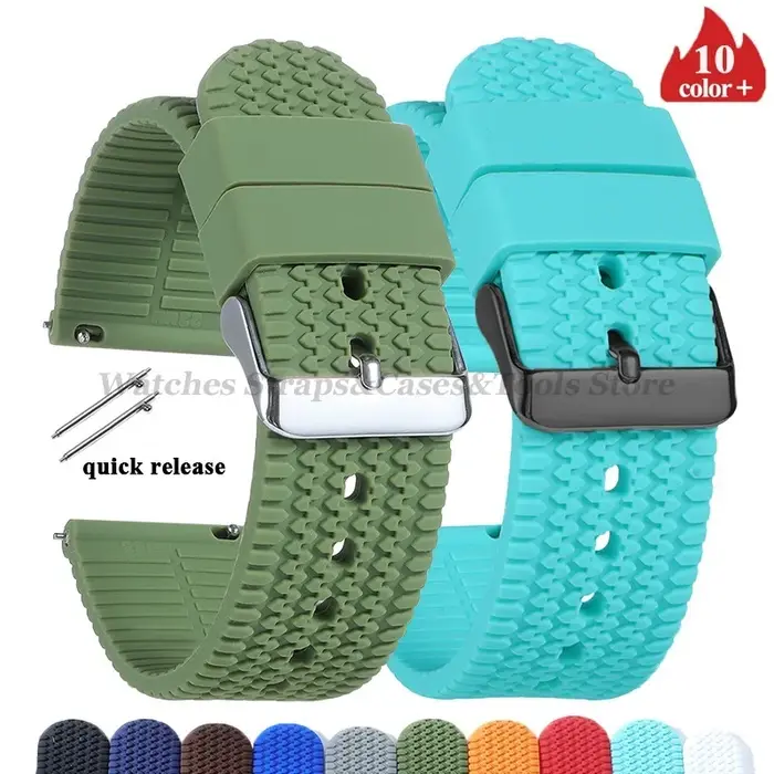 Bracelets de montre en Silicone souple bracelet de montre en caoutchouc à dégagement rapide 18mm 20mm 22mm 24mm pour Omega pour bracelet de remplacement de montre Huawei