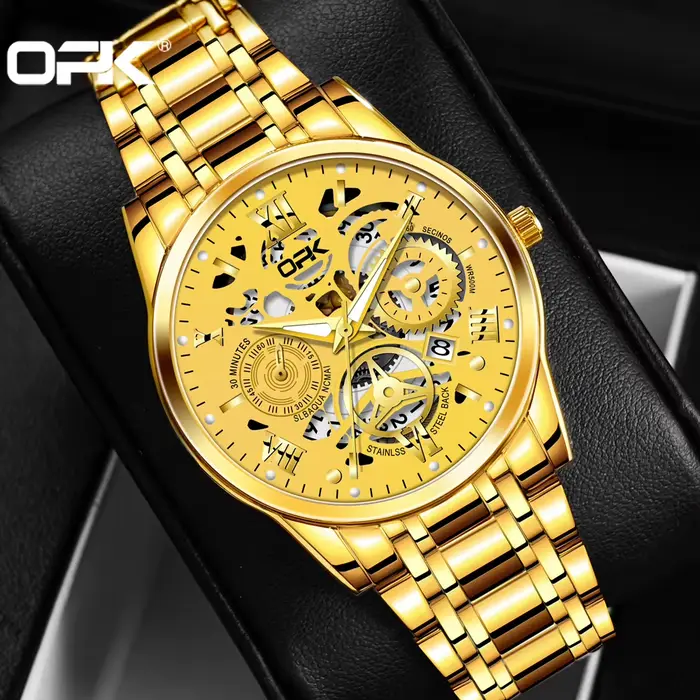 OPK8135-montre pour hommes, bracelet en acier avec lueur nocturne étanche