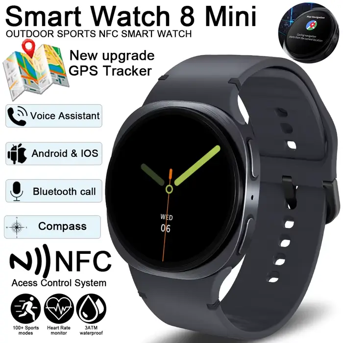 2025 montre GPS piste montres intelligentes pour hommes femmes Sport fréquence cardiaque Bluetooth appel NFC IP68 étanche boussole Smartwatch 8 Mini