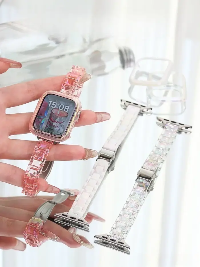 Bracelet transparent arc-en-ciel pour Apple Watch série 10 9 8 7 se 6 5 4 3