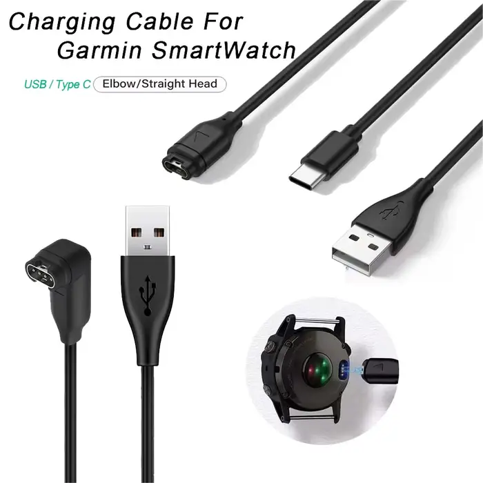 Chargeur de montre USB C compatible avec Garmin Fenix 7 7X Pro 6 6X 5 5S 5X