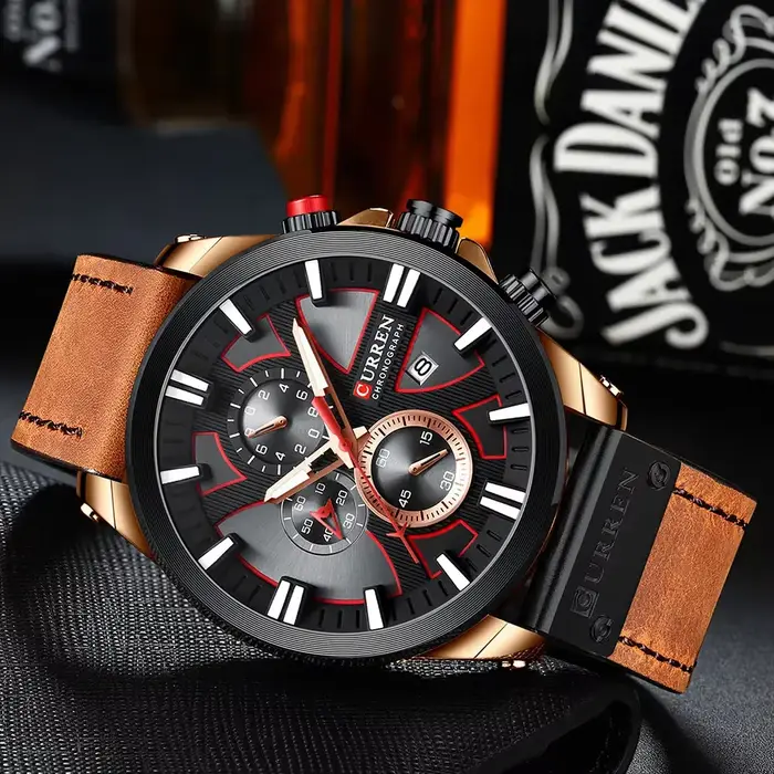 CURREN montre pour hommes haut de gamme de luxe lumineux en cuir